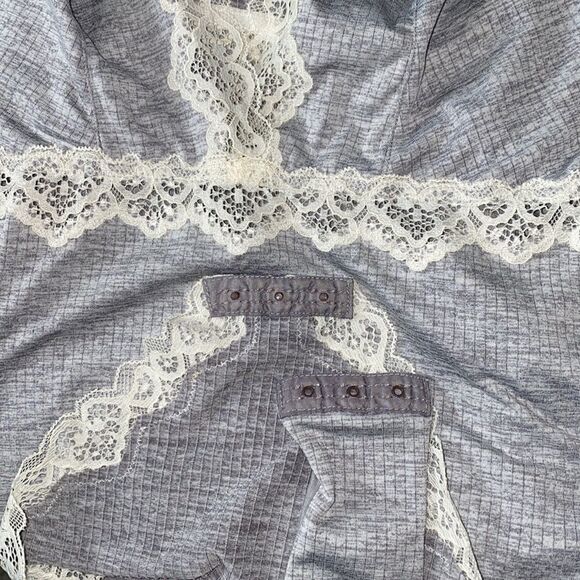 ribbed lace trim bodysuit - Picture 5 of 6